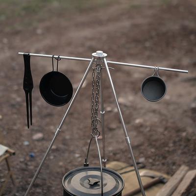 Outdoor Kochtripod Tragbares Aluminiumlegierungs-Kombinations-Brennergestell Camping Picknick Brennholz Hänge-Topfgestell Grillwerkzeug