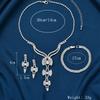 4PC Women's Fashionable Rhinestone Bow Design Necklace Earrings Bracelet Zircon Set Suitable for Weddings, Parties, Festivals,