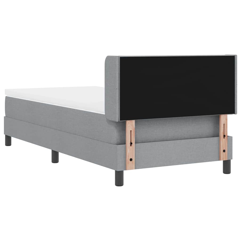 Box Spring Bed with Headboard Light Gray 200 x 100 cm Fabric