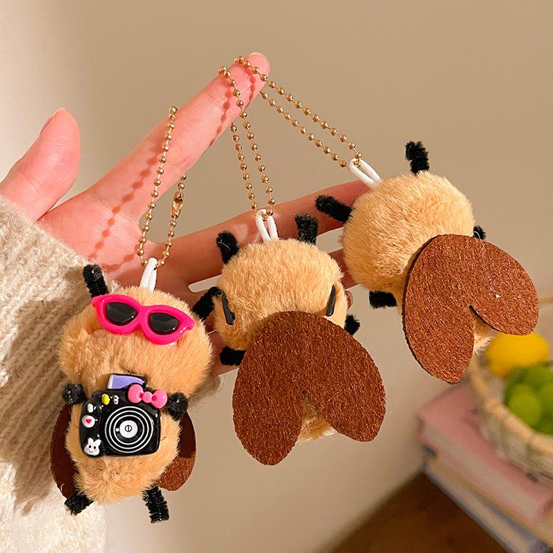 Cartoon Plush Cute Funny Cockroach Shape Doll Pendant Student Bag Decoration Student Fun Gift Accessories