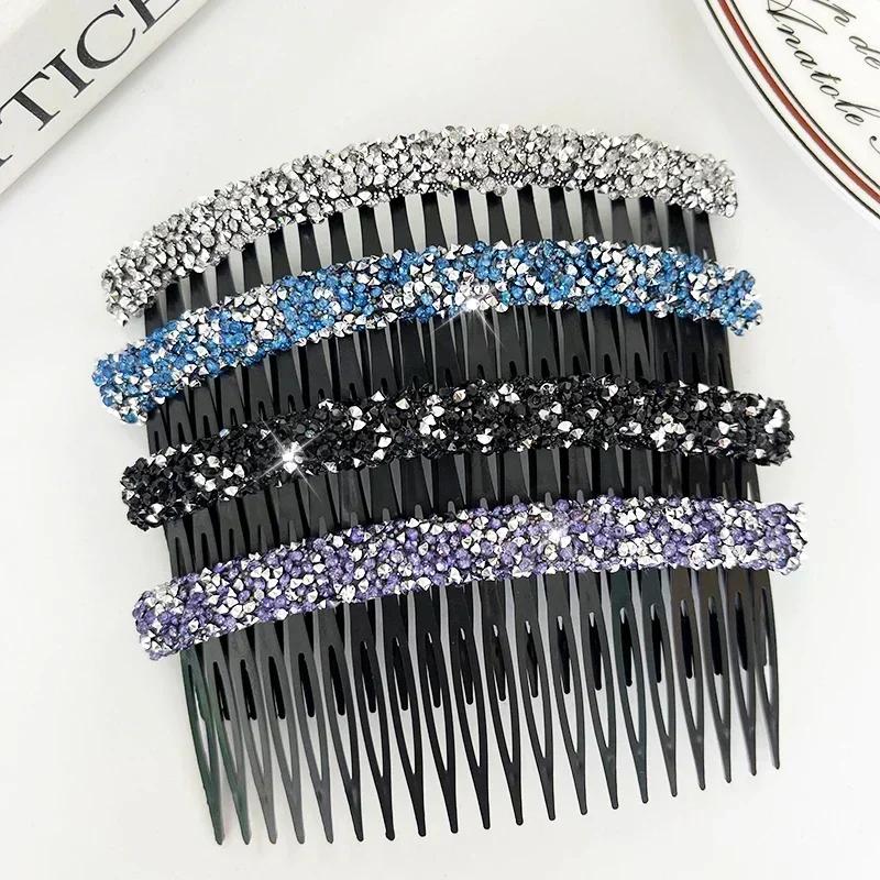 2025 New Korean Rhinestone Comb Hair Clip Broken Hair Artifact Shiny Invisible Hair Styling Accessory Teeth Headwear Girls