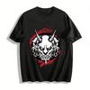 Japanese Hannya Demon Print Streetwear Casual Loose Fit T-Shirt Pure Cotton T-shirt