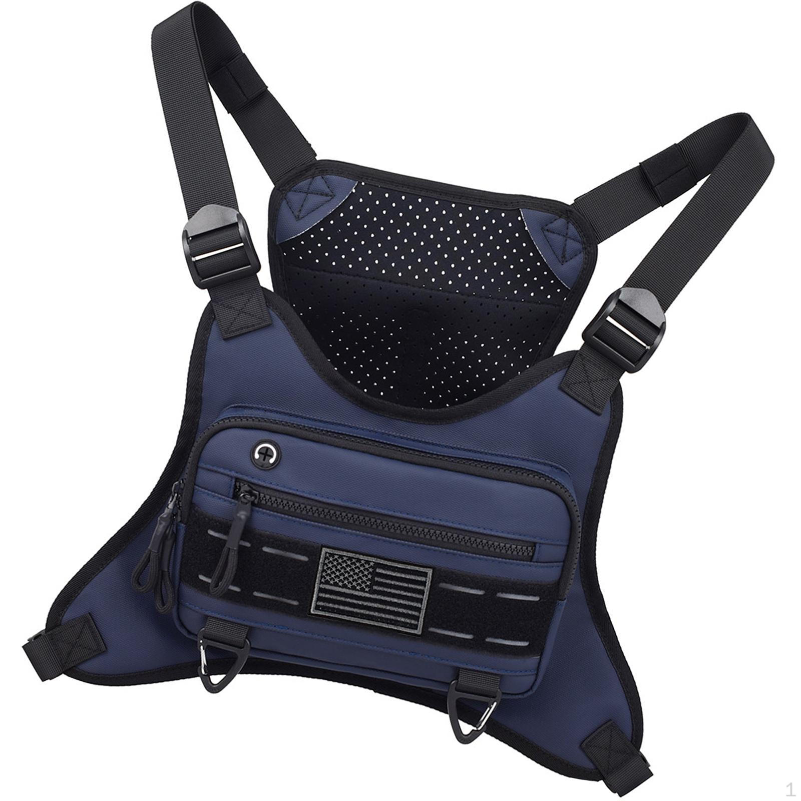 

Нагрудная сумка для занятий спортом на открытом воздухе, передний рюкзак с гладкой молнией для путешествий, велоспорта синий