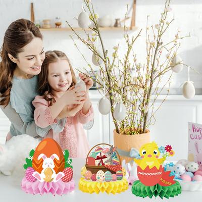 Easter Paper Honeycomb Ball Bunny Egg Ornament Set DIY Pendant Supplies For Home Festival Party Kindergarden Shopping Mall Decoration Kids Gift
