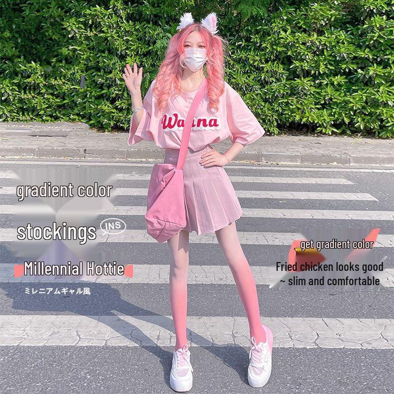 Gradient Candy Color Slimming Pantyhose - Trendy Summer Stockings for a Flattering Look