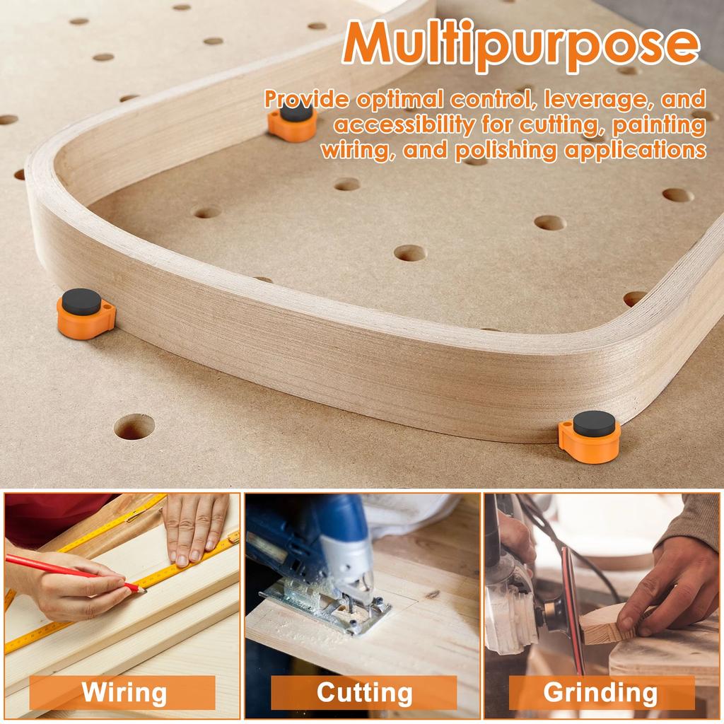 20Pcs Bench Clamp Set 19/20mm Woodworking Dog Hole Clamp Workbench Stop Premium Woodworking Table Stop with Non-Slip Pad