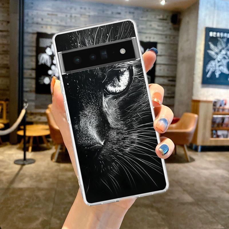 

Кошачья линия Черные кошки Прозрачный чехол для телефона Google Pixel 9 8 7 Pro 8A 7A 6A 6 Pro XL 5 4 5A 4A 3A 5G Мягкий ТПУ Прозрачная крышка Pixel 4A