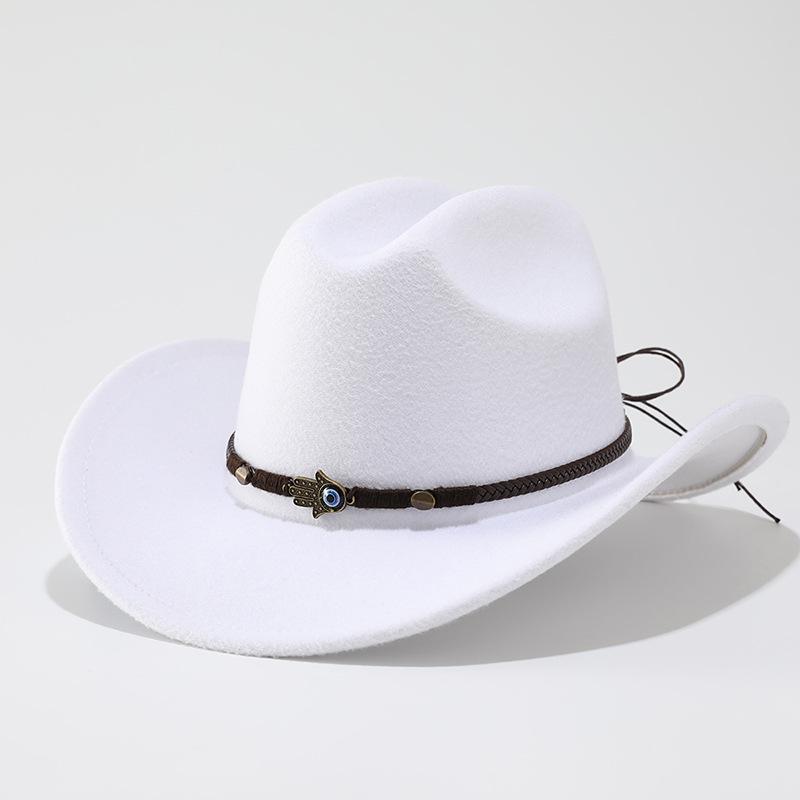 Ethnic style hat women's felt western cowboy hat summer couple top hat men's high-end retro jazz hat