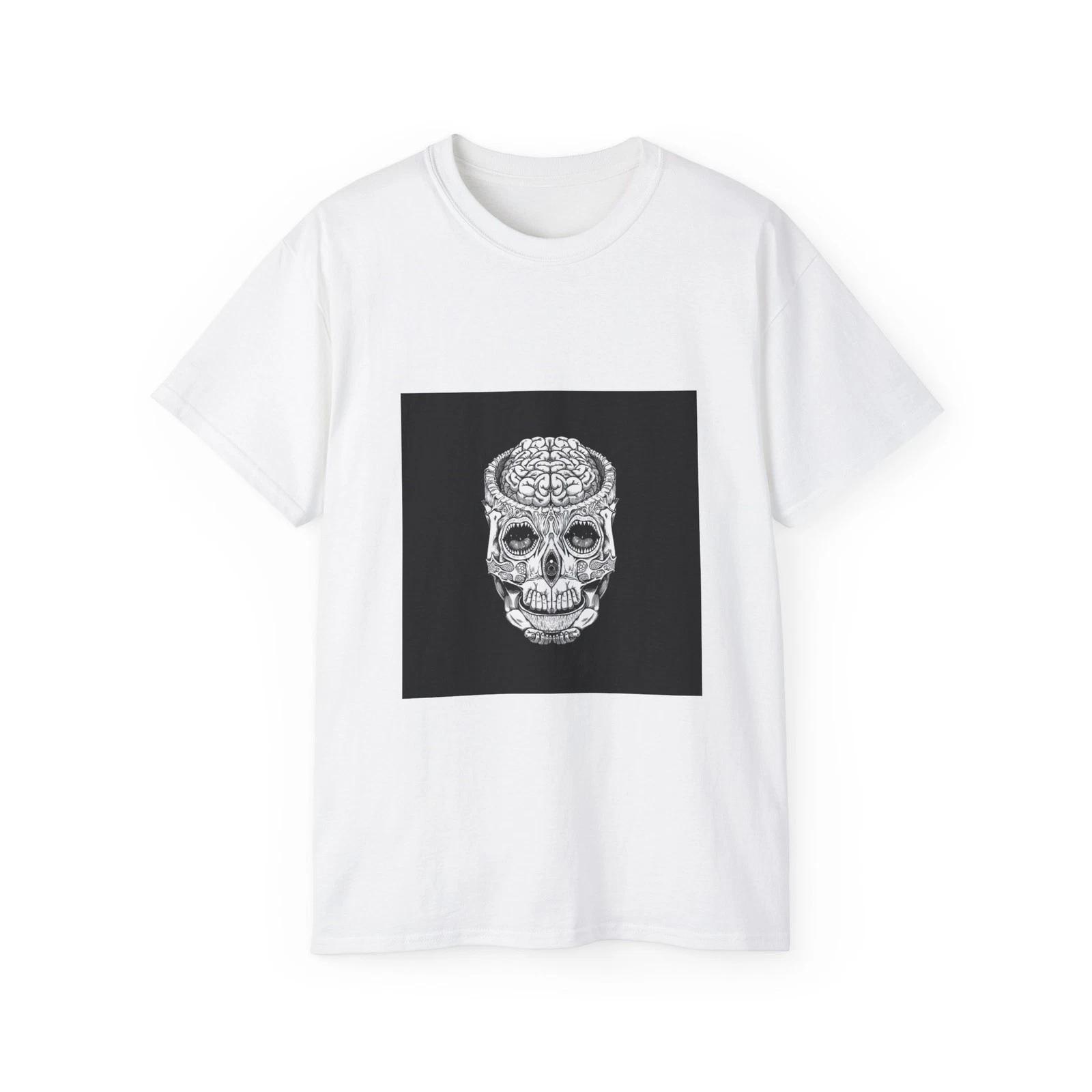 Skull Crane Brain Hands Stars Universe | Custom Graphic T-Shirt 4XL