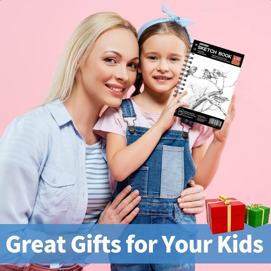 FIXSMITH 5.5X8.5 Sketch Book 400 Sheets 68 lb 100gsm Sketchbook Acid Free Drawing Paper Spiral Bound Artist Sketch Pad for Begi