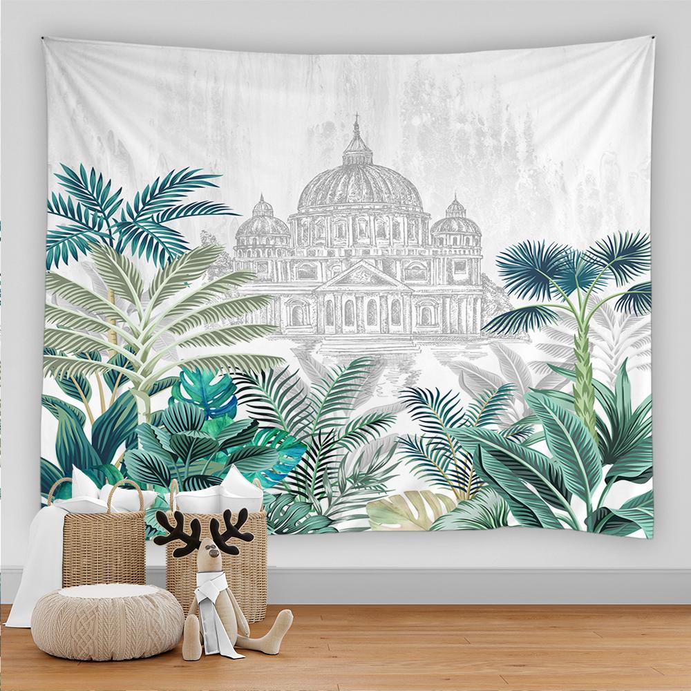 Tapiserie cu animale din pădurea tropicală tropicală, peisaj naturii, artă hippie boemă, tapiserie, saltea, masă, decorarea casei