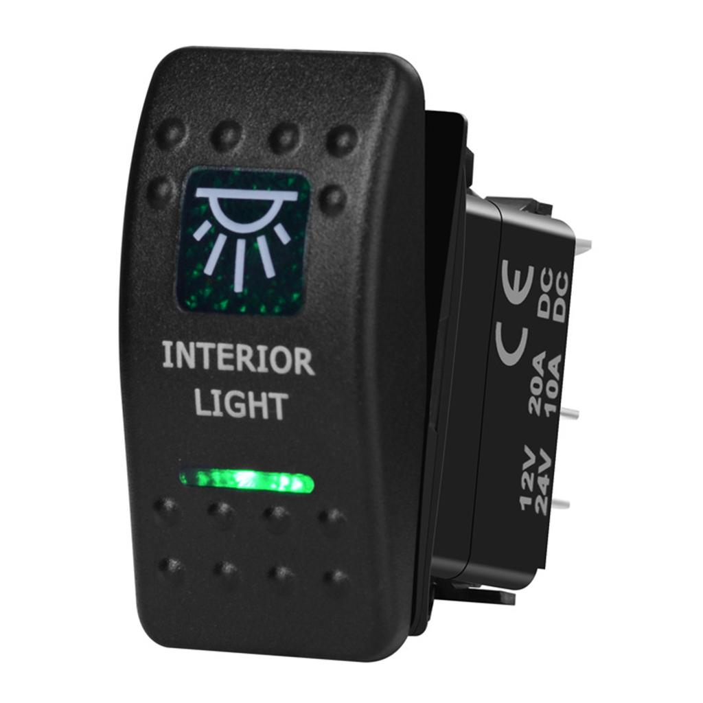 12V/24V Marine Rocker Switch Green LED SPST ON-OFF DPDT ON-OFF-ON Momentary Toggle for 4x4 Off-Road RZR ATV ARB Carling Style