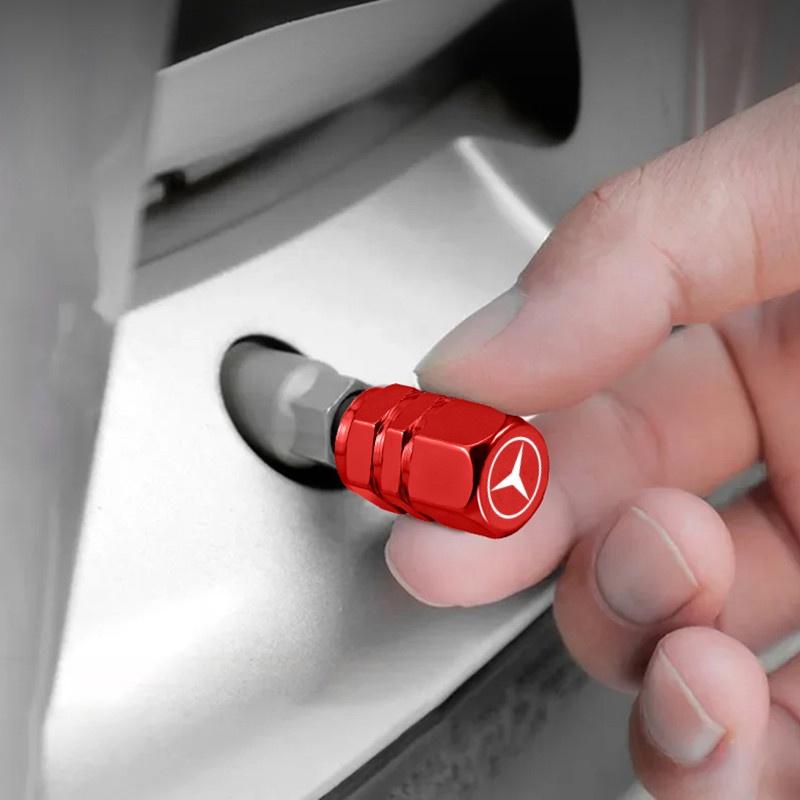 WAK3 4PCS Car Metal Wheel Tires Valve Caps Badge XKLJQMX-BENC for Mercedes Benz W203 W204 W168 GLC GLE CLA Interior Mouldings