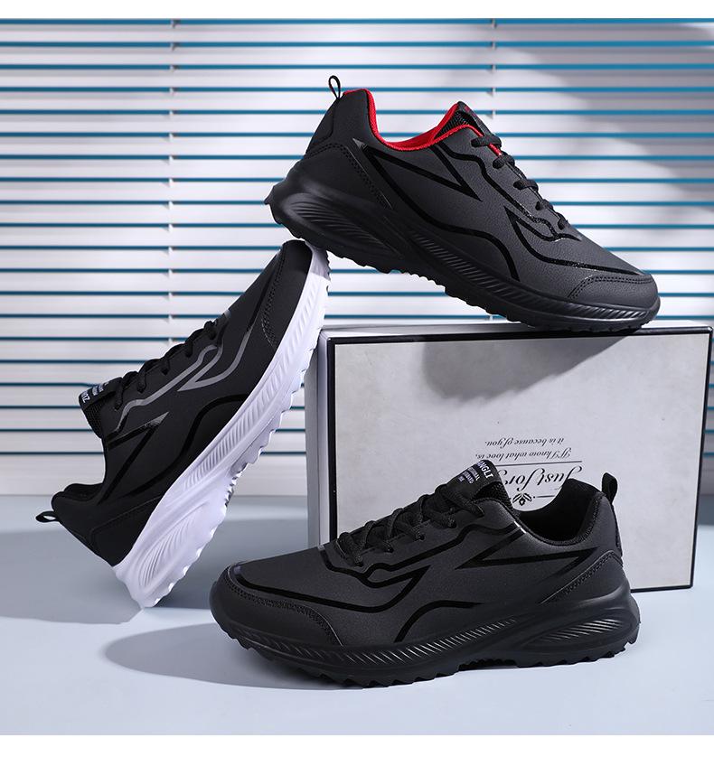 New Arrival: Oversized Leather-Upper Men's Shoes Lightweight, Slip-Resistant, Waterproof, Shock-Absorbing, Ultra-Soft Running Shoes Casual Footwear