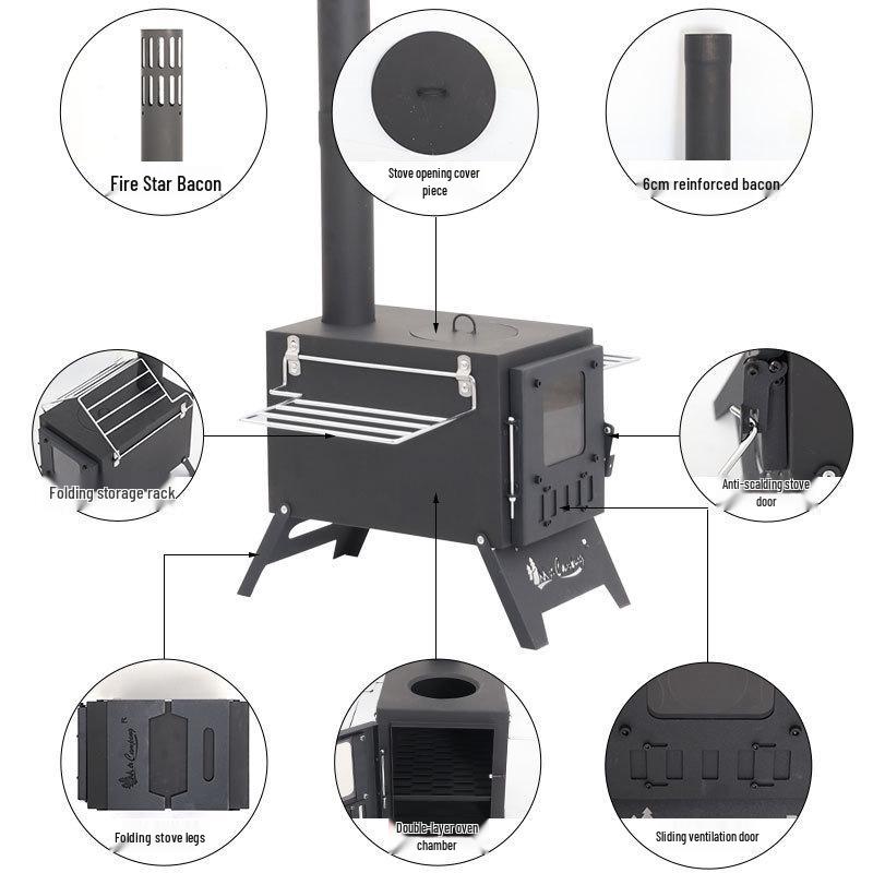 Multifunctional Outdoor Firewood Stove for Winter Fishing, Picnic, Tent Heating, Ice Fishing, and Sauna
