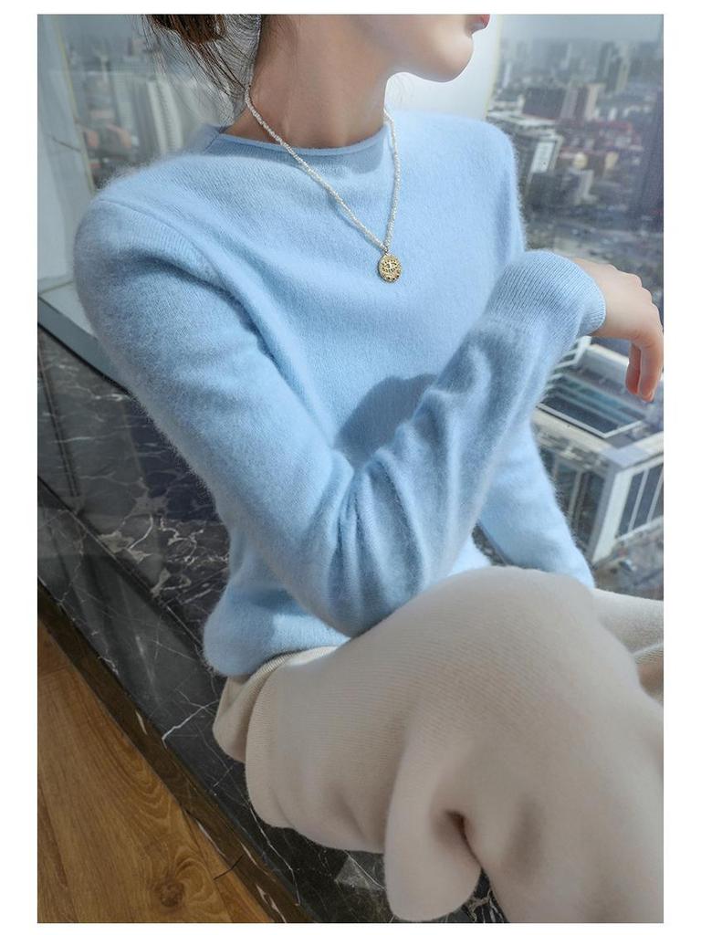 Sweter damski z kaszmiru norkowego 2025: Półwysoki dekolt, dzianinowy pulower z rolowanym brzegiem na wiosnę i jesień