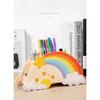 Lovely Wooden Rainbow Pen Container Multi-Compartment Pencil Case Desktop Stationery Organizer for School Office Gifts for Kids