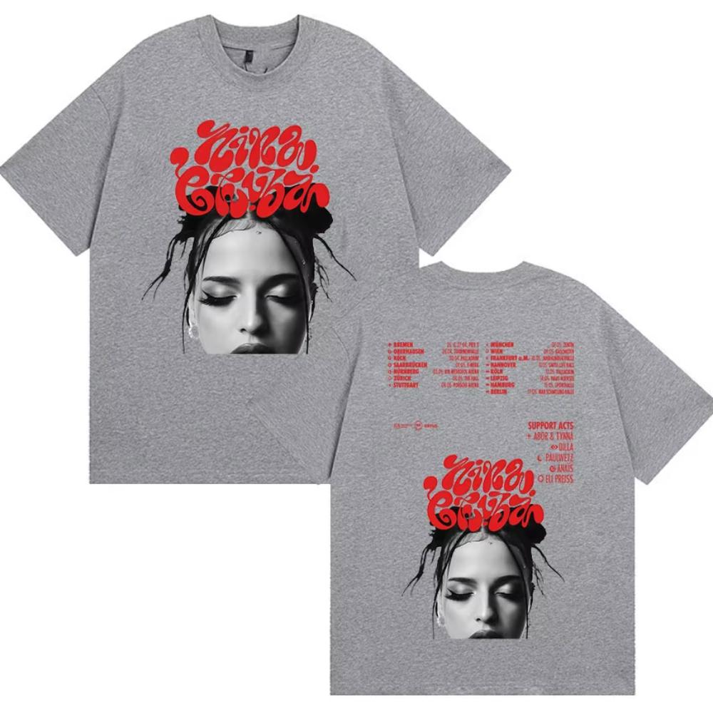 Camiseta Merch Gira Arena 2025 de la rapera Nina Chuba para hombre y mujer, camiseta vintage de hip hop de manga corta, camisetas de algodón puro, ropa de calle