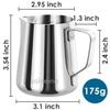 Saiveina Milk Jug Milk Pitcher Stainless Steel Milk Frothing Pitcher Coffee Latte Art Milk Pot Drink Pitcher Stainless Steel Graduated 350ml 12 Oz