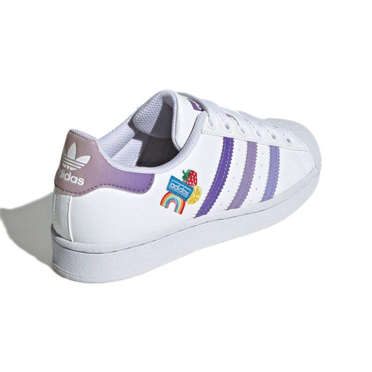 Adidas Originals Superstar J Fashion Casual Low-Top Kids Skate Shoes Kids Sneakers White Purple GY3313