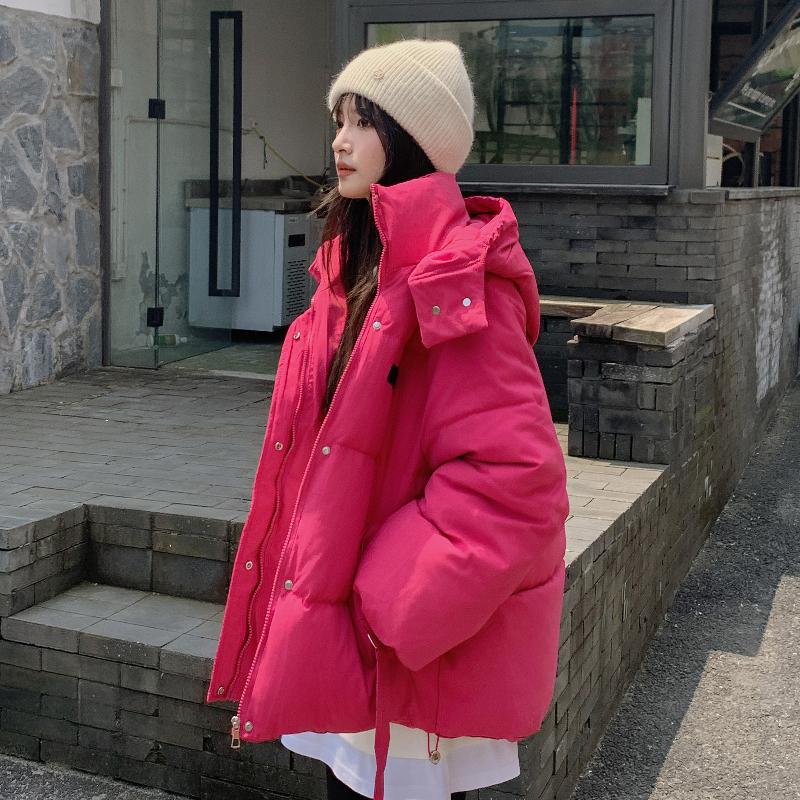 France Elegant Down Cotton Short Jacket Women Korean Fashion Loose Warm Solid Coat Winter New High Street Vintahe Pockets Jackets