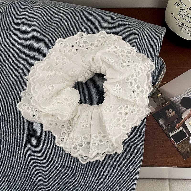 Oversized, White Lace, Headband, Female, 2025 New Model, Korean Style, Rubber Band, French Style, Vintage, Lace Tied Hair