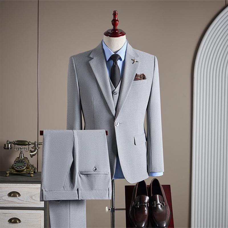 Douyin Bestseller Men's Notched Lapel Business Casual Three-Piece Suit Set
