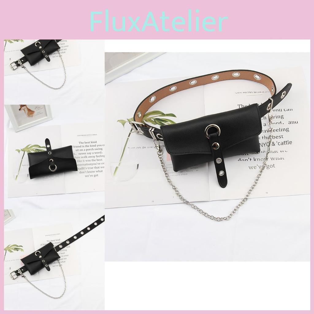 Punk Style Belt With Allhole Design And Chain Decoration For Trendy Street Fashion And Accessories