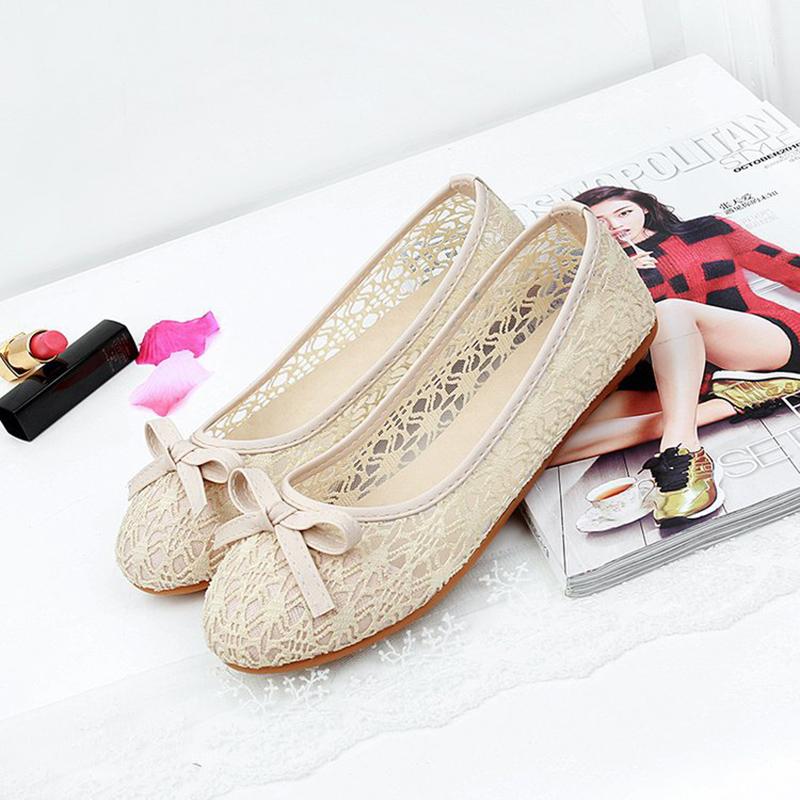 Fashion Shoes Cswo01 Women's Flats Bow Ballet Flats Shoes Fashion Slip On Cut Outs Flat Shoes Sweet Hollow Casual Shoes Breathble Flats Cm