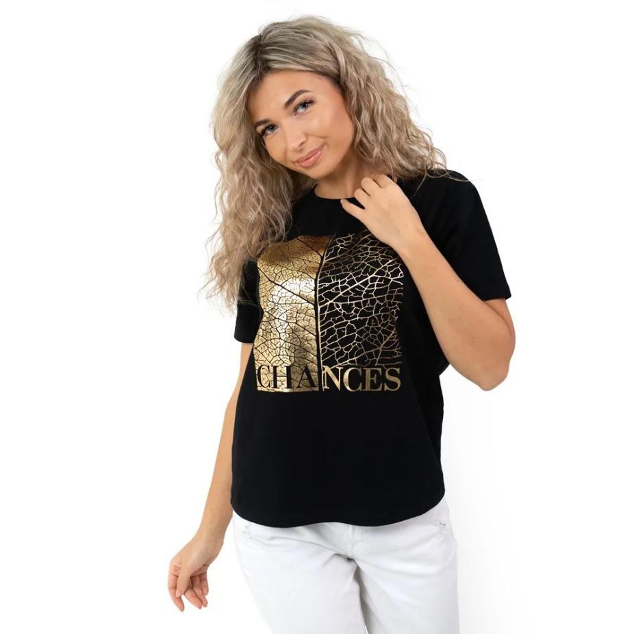 

Women 3D Printed Short Sleeve O Neck T Shirt Polyester Summer Tees S чорний