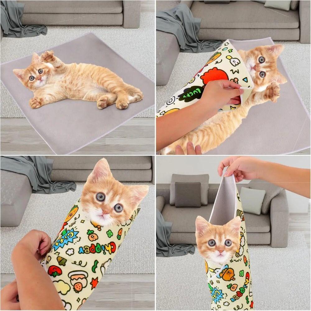 Anti-Scratch Cat Grooming Wrap Anti-Escape Folding Cosmetic Bag Cat Restraint Wrap  Nail Clipping