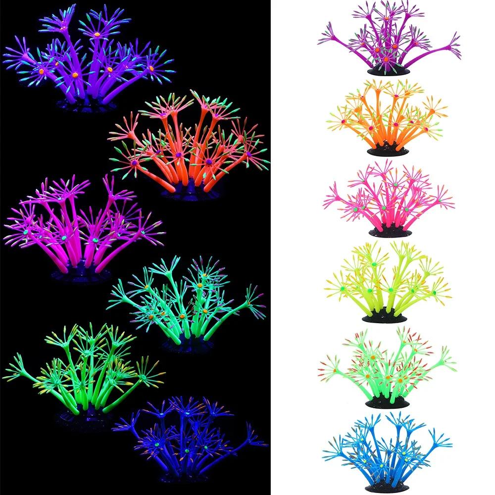 Luminous Artificial Coral Plants for Fish Tank Underwater Decoration Glowing Aquarium Decor Aquatic Landscape Supplies