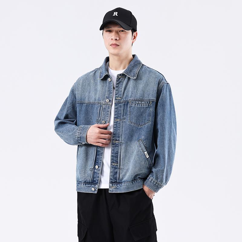 Tonlion Denim Jackets Men's Blue Tone Lapel Moderate G6303140565080K