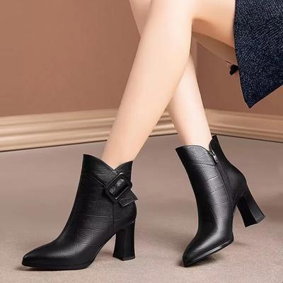 Botki damskie women cool wysokiej jakości czarne komfortowe wiosenno-jesienne botki damskie casualowe eleganckie buty na obcasie ab697