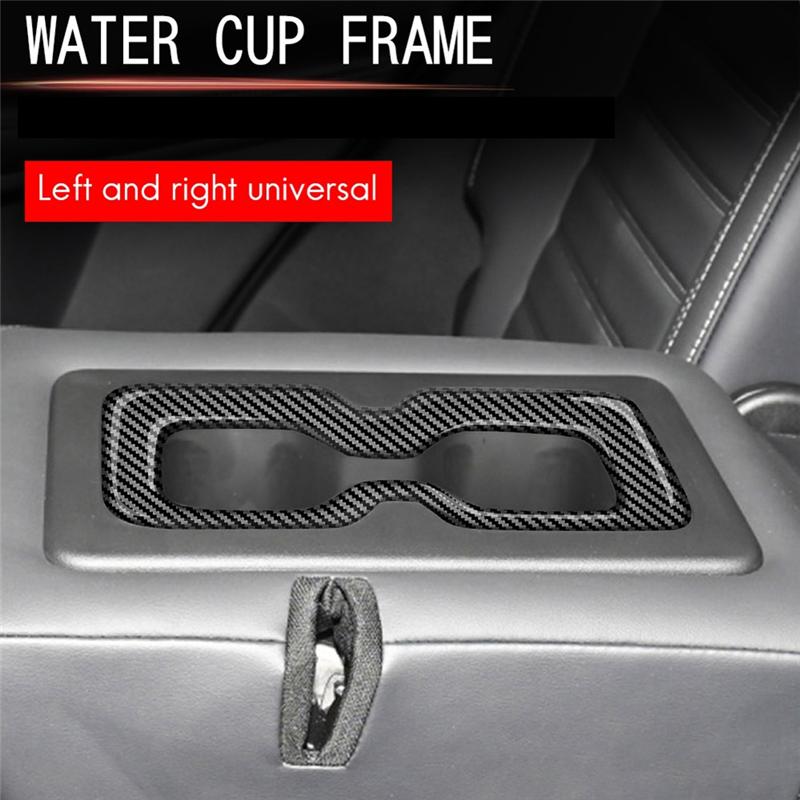 1 Piece Back Seat Water Cup Holder Panel Decoration Trim Frame Car Interior Rear Carbon Fiber For Mitsubishi Outlander