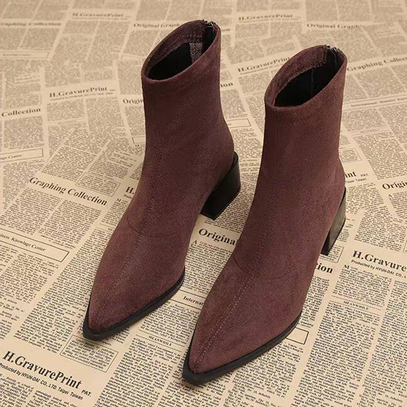 Fashion Leopard Women Ankle Boots Pointed Toe Suede Heeled Shoes Fashion Winter Woman Pumps 2025 New Designer Dress Mujer Chelsea Botas