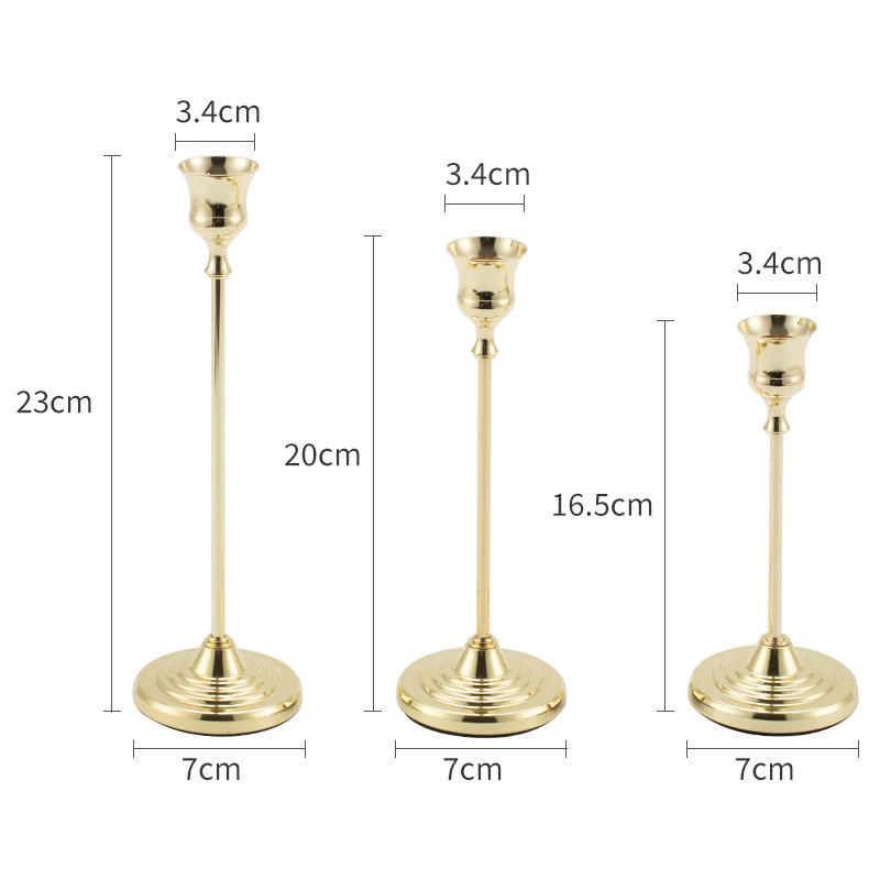 European Style Gold Wrought Iron Small Trumpet Candle Holder for Candlelight Dinner