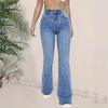 2025 European and American cross-border TEMU Amazon women's high-waisted slim-fit stretch slightly flared denim pants for women, fashionable and 