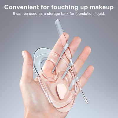 1/2/3Pcs Acrylic Liquid Foundation Palette Folding Makeup Mixing Tray with Spatula Tool Artists Beginners Multi-functional Cosmetic Makeup Blending