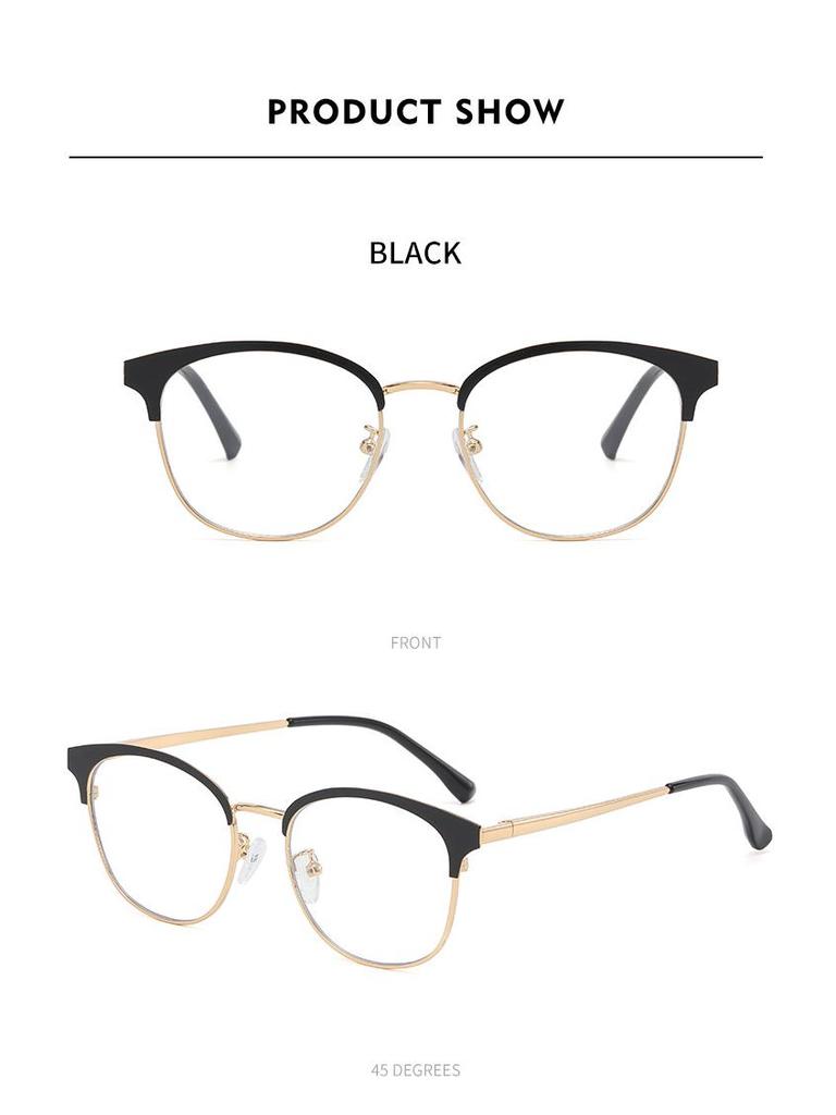 Men's Semi-Rimless Anti-Blue Light Myopia Glasses with Metal Frame for Students