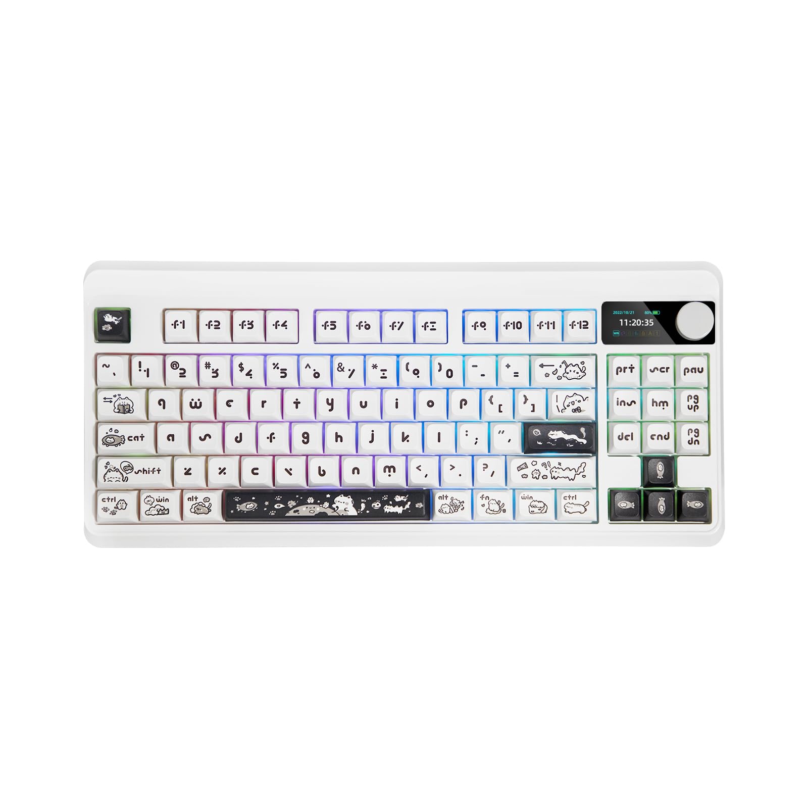 

OUSEITECH Y830 Механічна клавіатура 87 клавіш PBT Keycap Ігрова клавіатура Гаряча заміна, сумісна з Tenkeyless Keycap Англійська розкладка Cat Keycap Оснащена