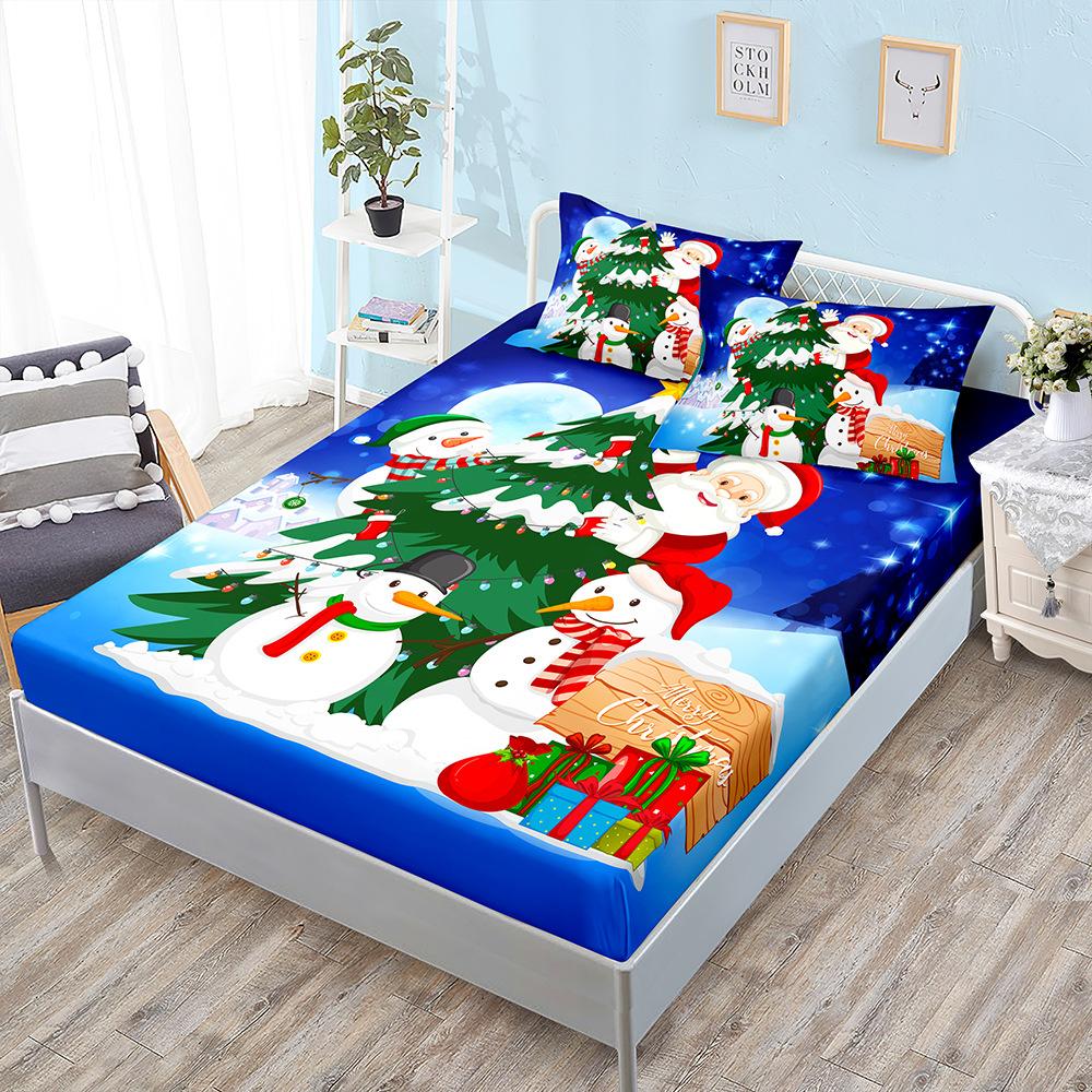 Christmas Snowman Holiday Kit Three-Piece Mattress Mattress Mattress Protective Cover
