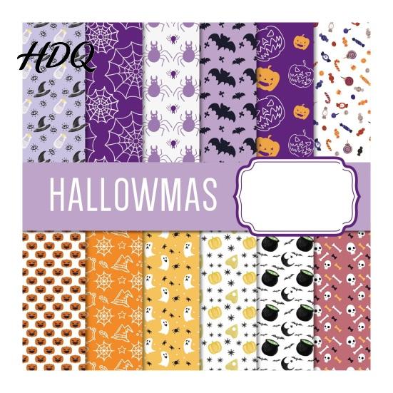 Classic Halloween Elements Stickers 12 Sheets Scrapbook Paper Set 6x6in Double-Sided Craft