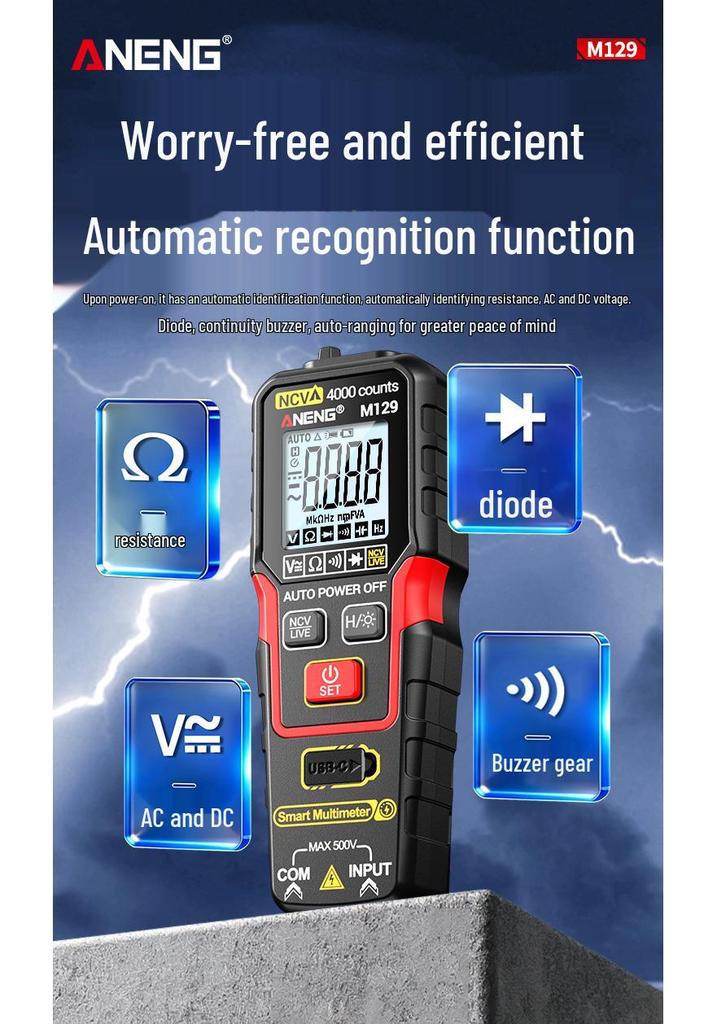 Rechargeable High-Precision Smart Digital Multimeter: Fully Automatic, Multifunctional, Anti-Burn, Universal Electrician's Tool.