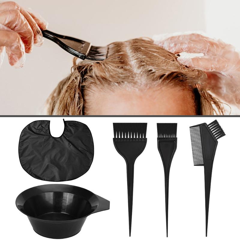 1Set Hair Dyeing Tools Set Home Salon Hair Dyeing Brush Hair Dyeing Cream Bowl Coloring Brush Comb Earcap Clips Dyeing Cape Kits
