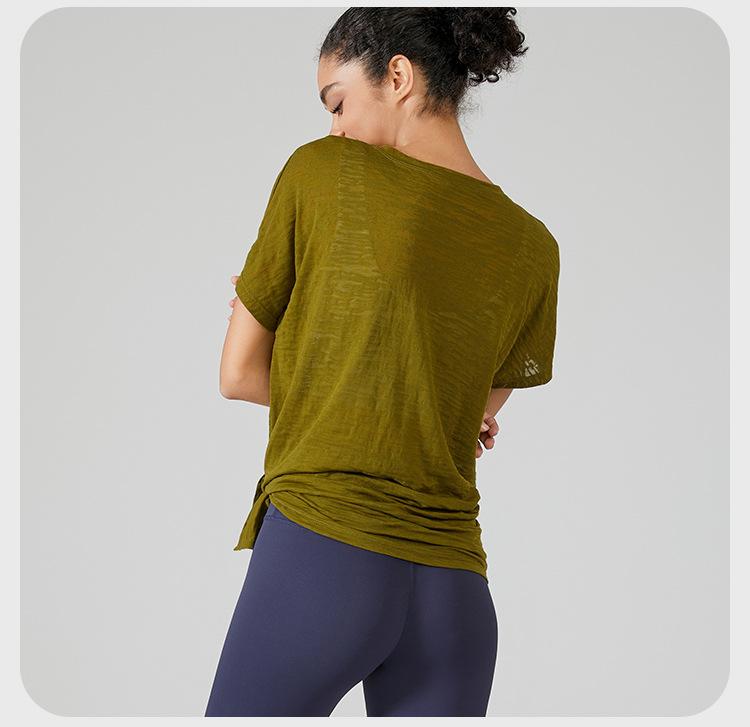 

Женская легкая свободная повседневная блузка с коротким рукавом для йоги M зелёный