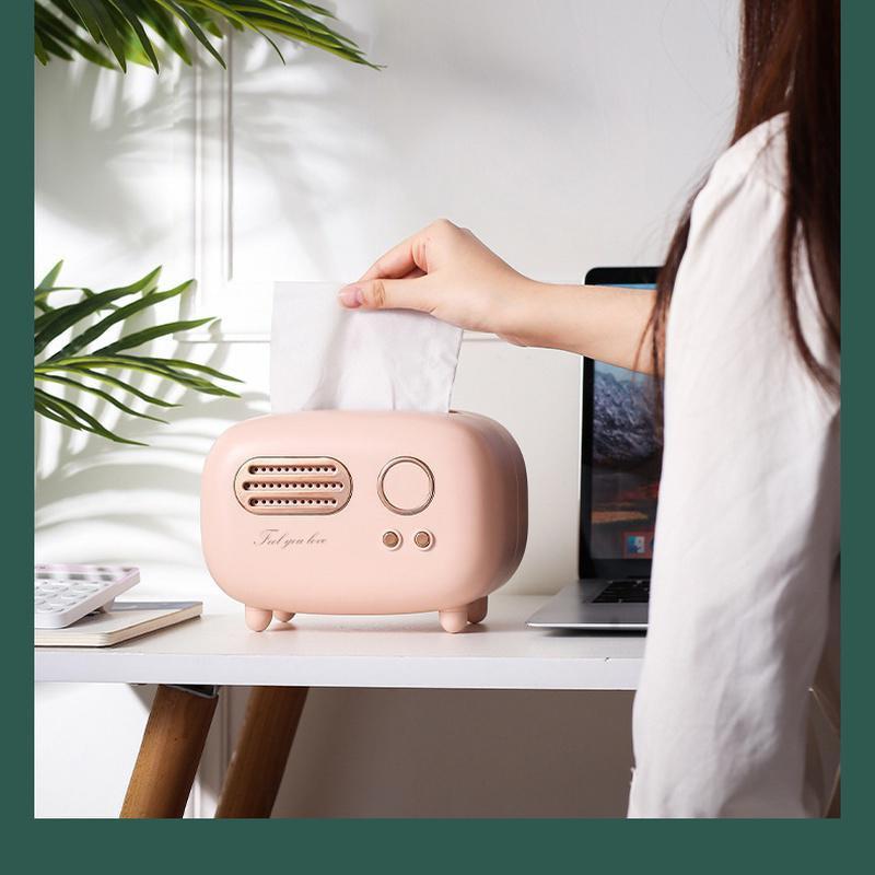 Kreativ Radio Shape Tissue Box Stue Luksus Retro Hjem Restaurant Dekorasjon Papir Box Sofabord Tissue Case Ornament