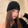 Hollow Crochet Flower Hat Glitter Weave Cap Casual Sequin Knitted Hat  Apparel Accessories
