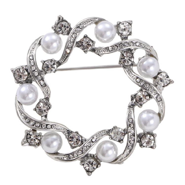 Pearls Wreath Brooch Pins for Women Elegant Badge Breastpin All-Matching Lapel Pins Fashion Badge Pins