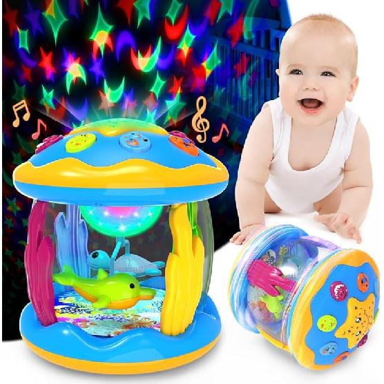 Baby Toys 6 to 12 Months - Musical Projector Rotating Light Up Toys, Tummy Time for Infant 12-18 Months, Learning Toy for Toddler 1 2 3 Years Old,